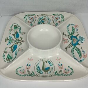 Waverly Products Vintage Penna Dutch melamine 5-section serving platter.